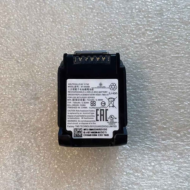 735mAh Zebra BT-000398 Batería para Lector de Codigo de Barras para Zebra RS51 RS5100 Single Finger Bluetooth Ring Scanner