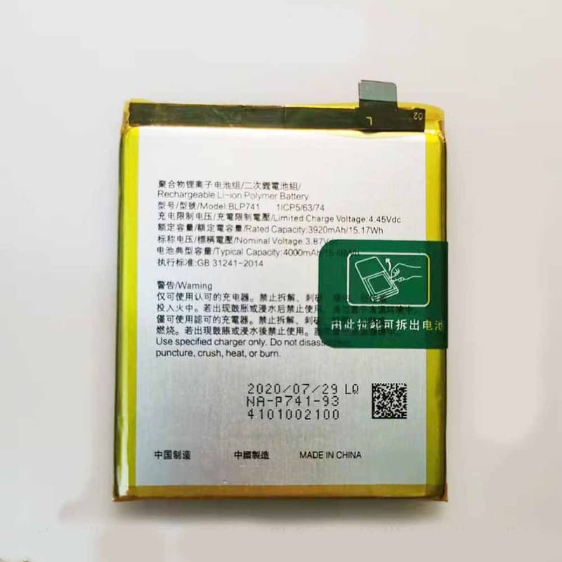 3920mAh Realme BLP741 Batería para Celular para OPPO Realme X2