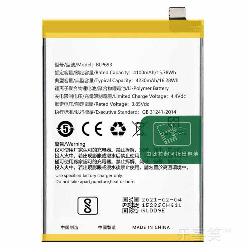 4100mAh Realme BLP693 Batería para Celular para OPPO Realme 3