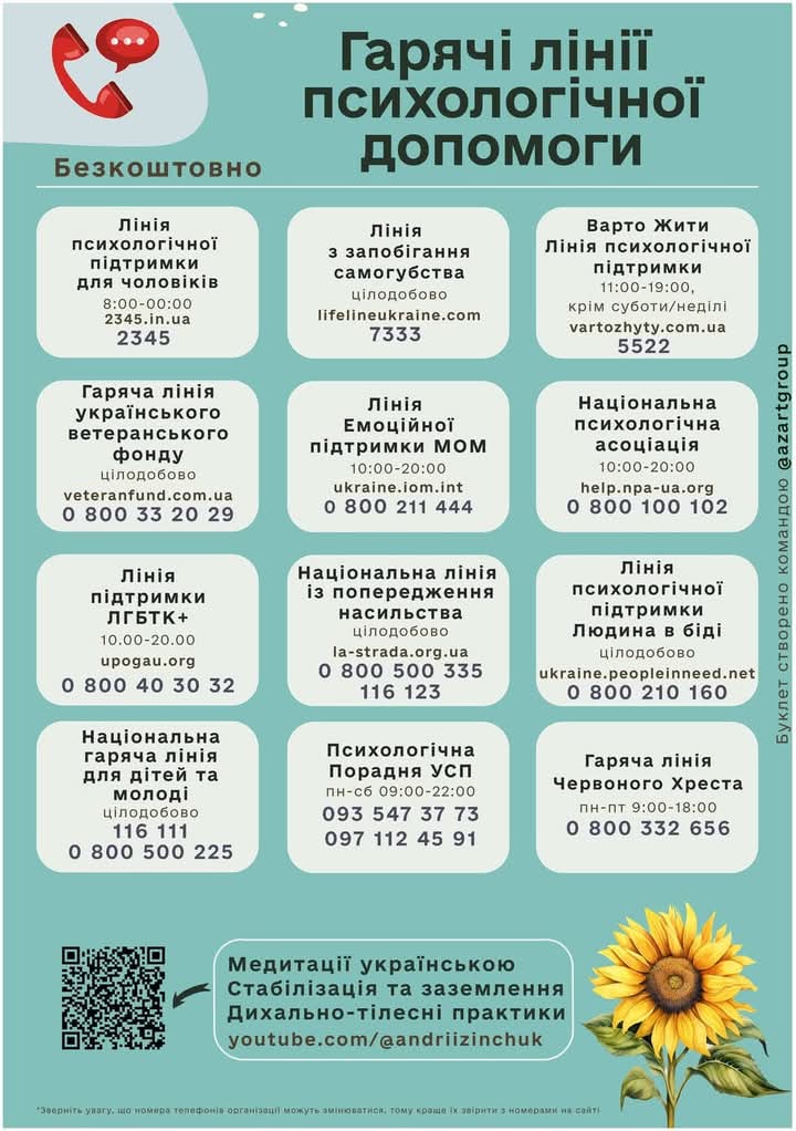 Гарячі лінії психологічної допомоги