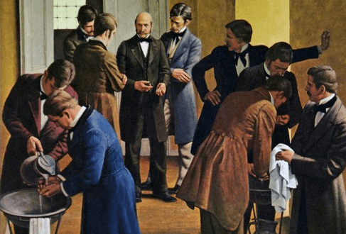 Après ses premières constatations, Ignace Semmelweis demande à tous ses étudiants de se laver les mains avant de pratiquer un accouchement. DR