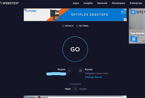 speedtest net webpage, speed results