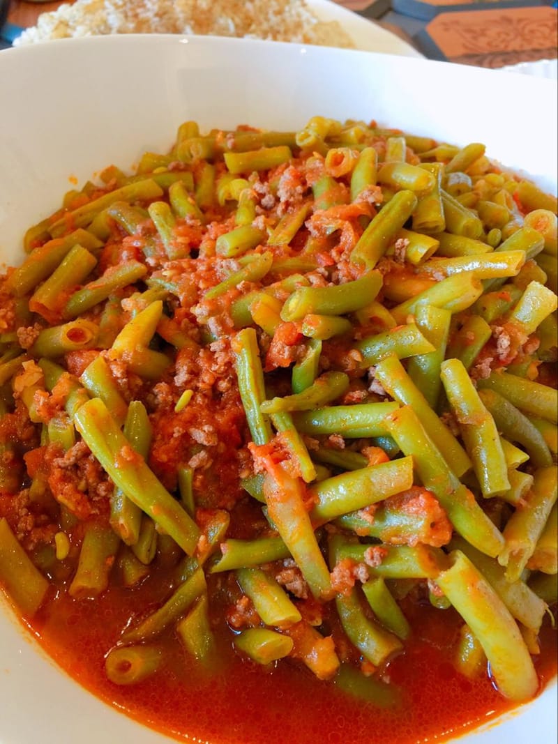 Green Beans with Lamp (Fasooliya)