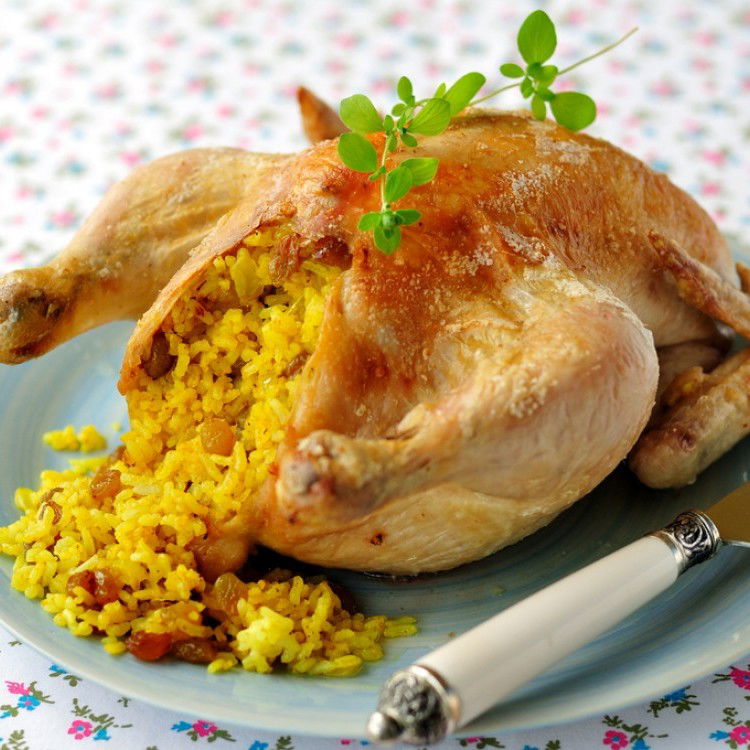 Grilled Stuffed Chicken with Rice
