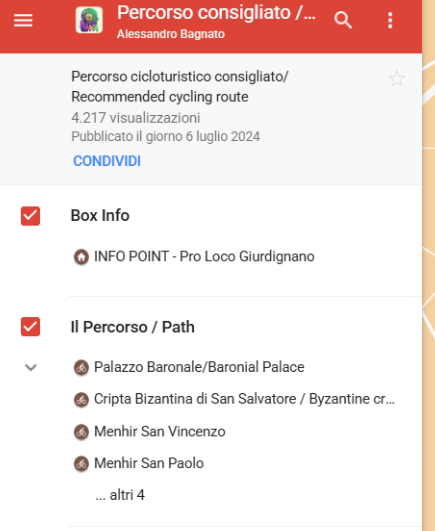 Percorso cicloturistico consigliato/ Recommended cycling route