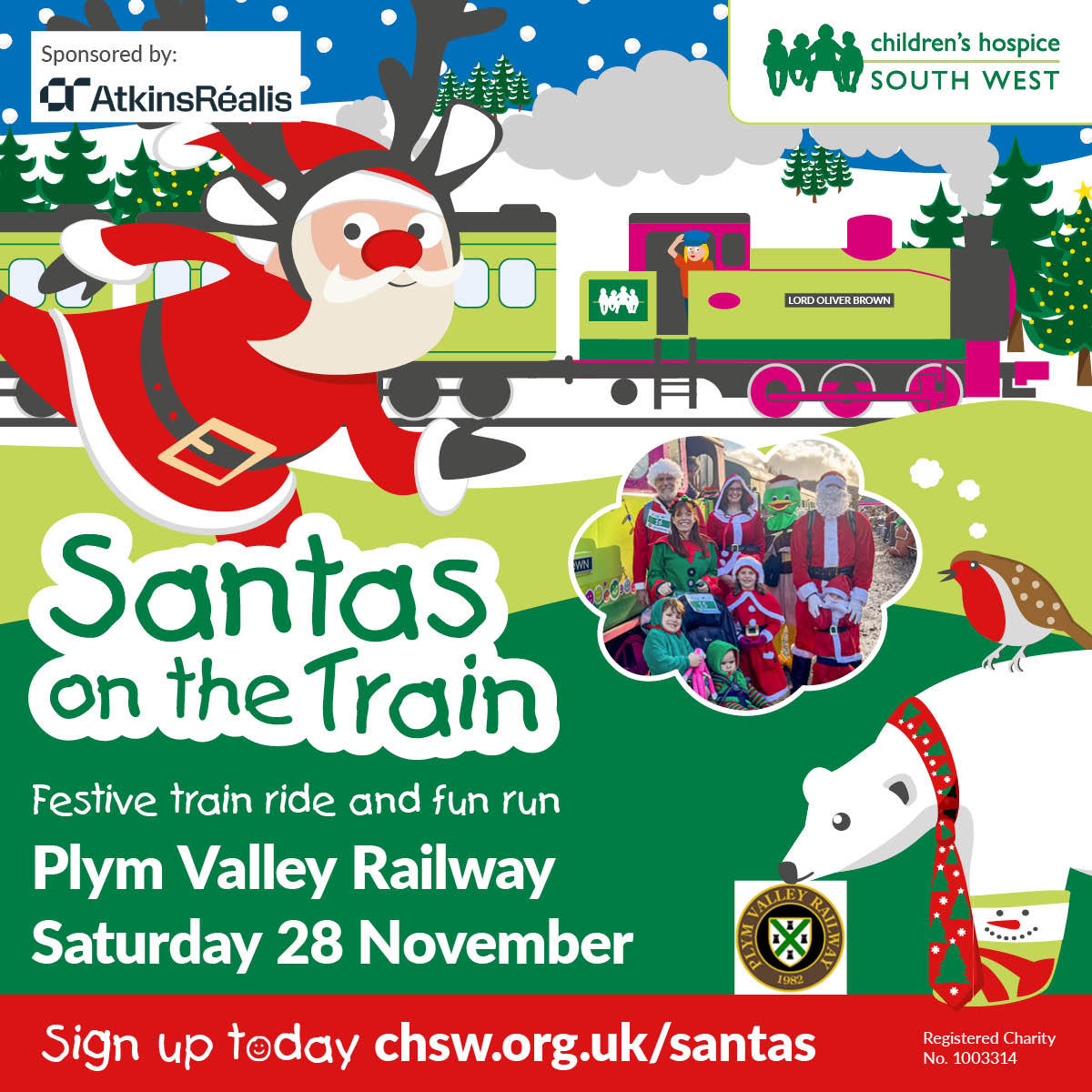 Children’s Hospice South West’s Santas on a Train festive ride and Fun run - Saturday 28 November