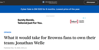 Opinion: What it would take for the fans to own the Browns