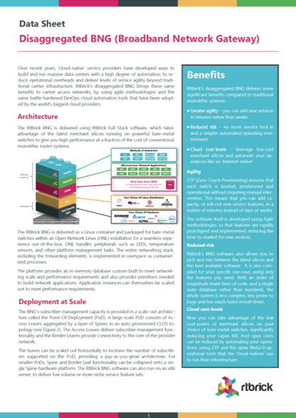 BNG Software Datasheet