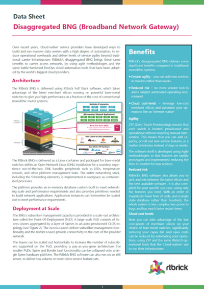 BNG Software Datasheet