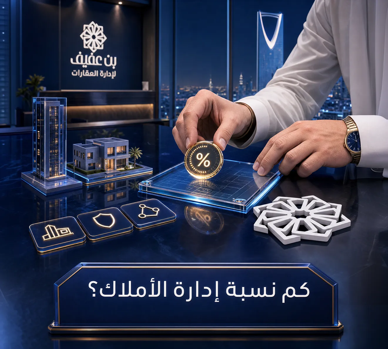 كم نسبة إدارة الأملاك حسب نوع العقار والخدمات المقدمة