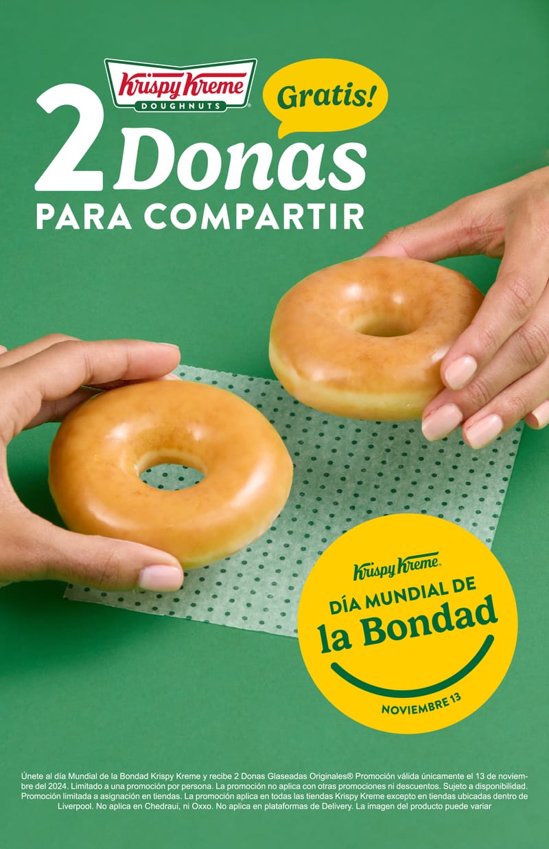Krispy Kreme regala dos Donas Glaseadas Originales a todos sus clientes