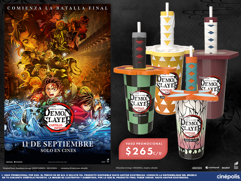 Vasos 3D de Demon Slayer: Castillo Infinito en Cinépolis