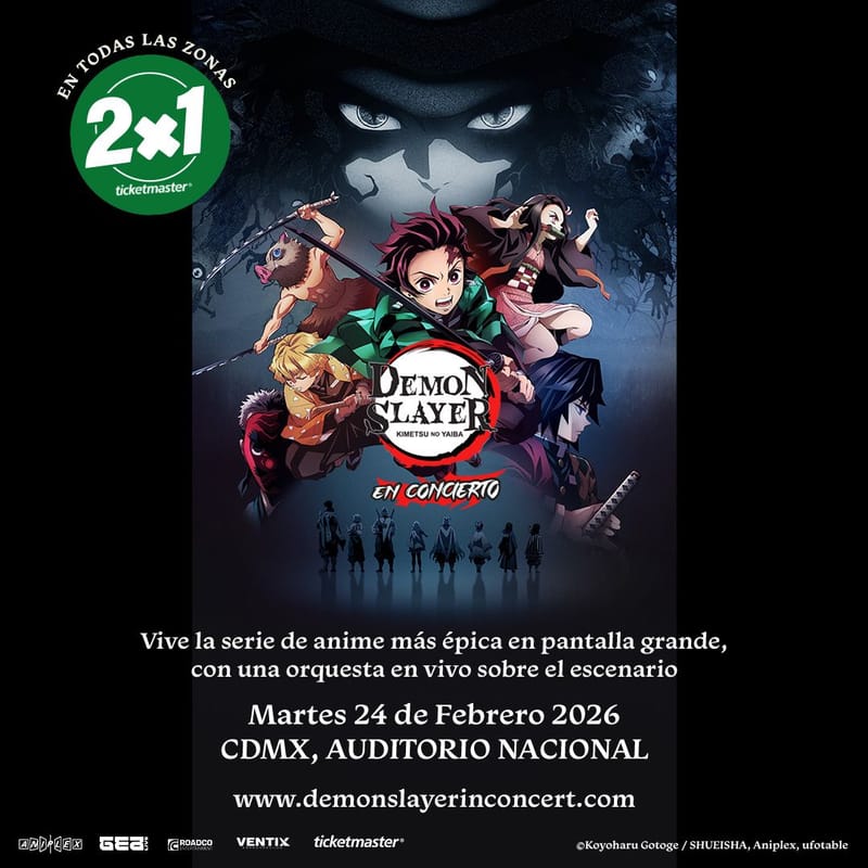 Demon Slayer: Kimetsu no Yaiba en Concierto anuncia promoción 2×1 en conciertos de CDMX y Guadalajara.