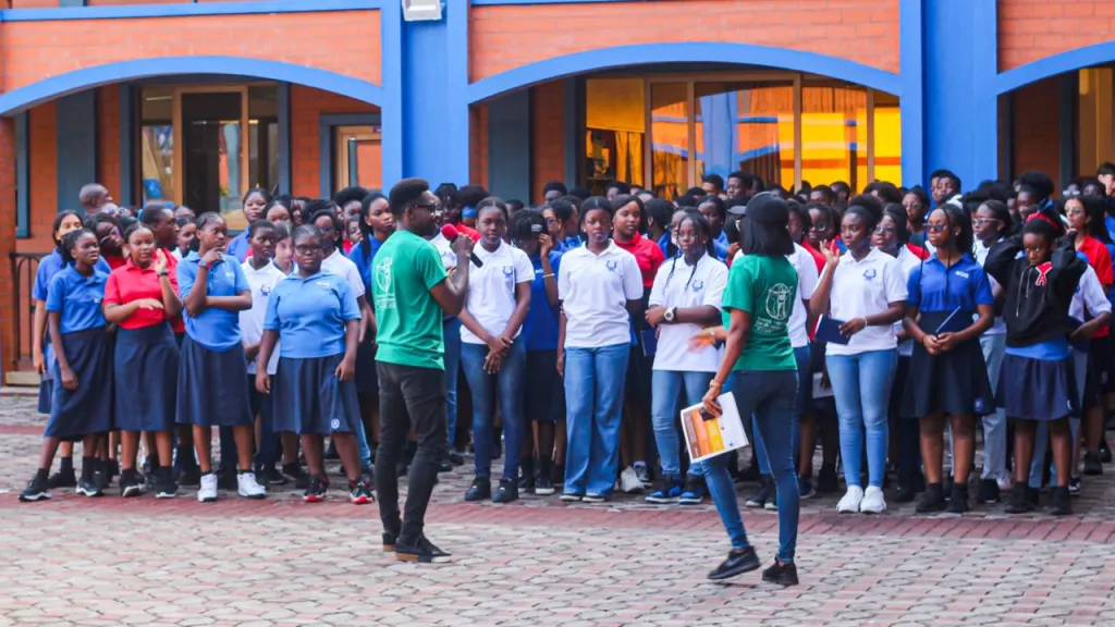Emmanuel Akumun and Rosemary Balami addressing the students