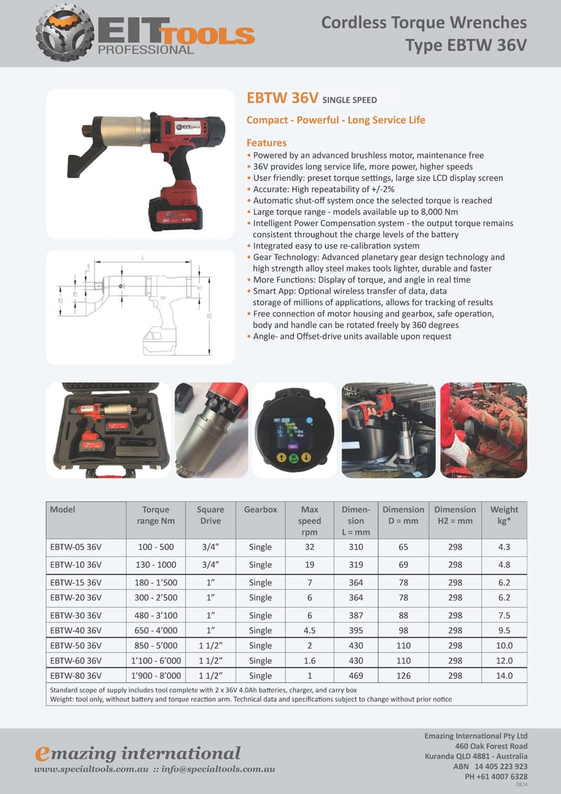 36V Cordless Battery Torque Wrenches