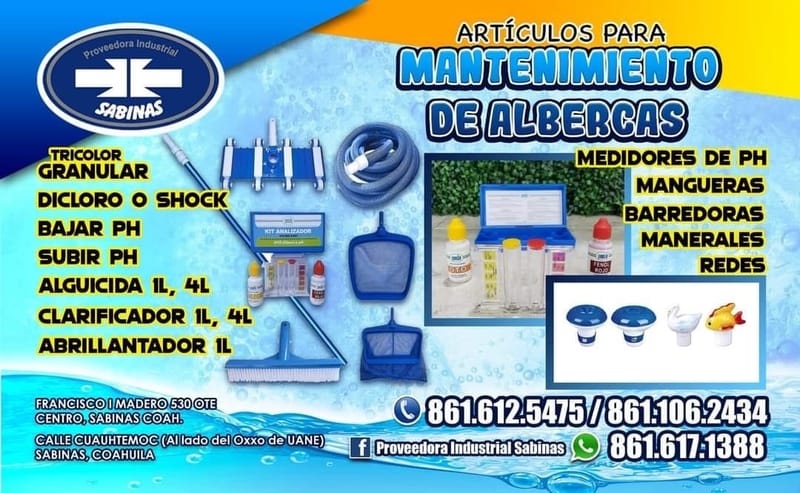 PRODUCTOS PARA LIMPIEZA Y MANTENIMIENTO DE ALBERCAS