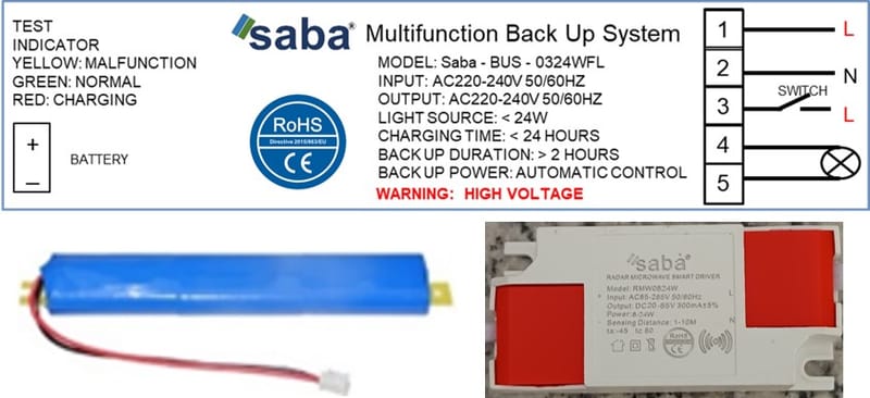 Saba Japan AI Radar Microwave Sensor Auto Reset Dimming with Full Power Battery BUS Smart Driver