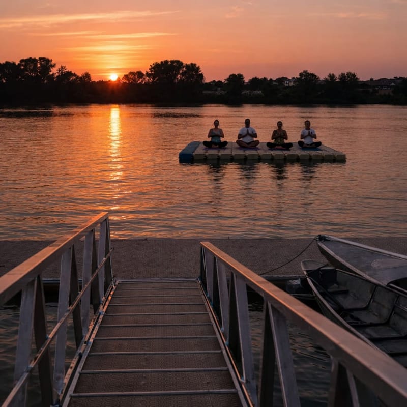 Yoga sulla piattaforma galleggiante