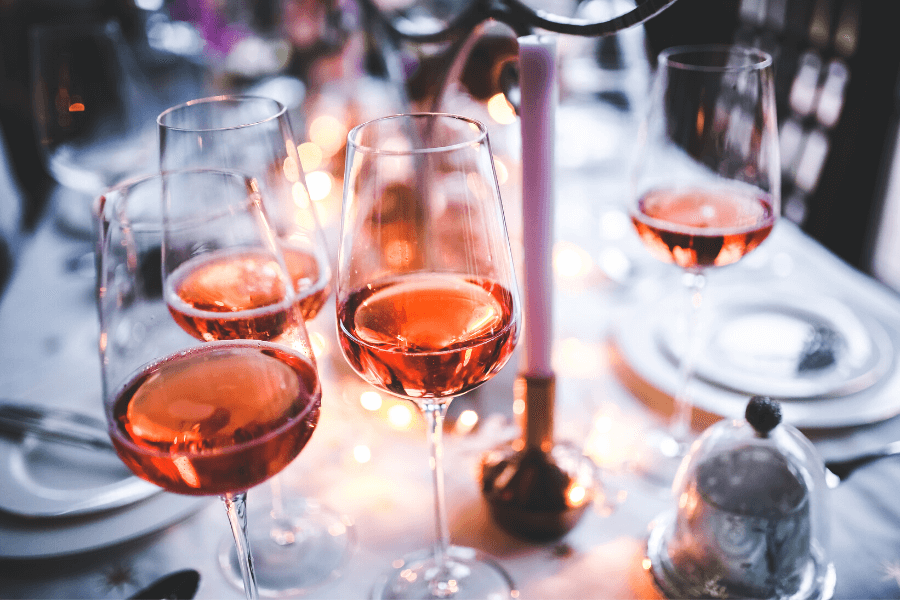 Verres de vin rosé