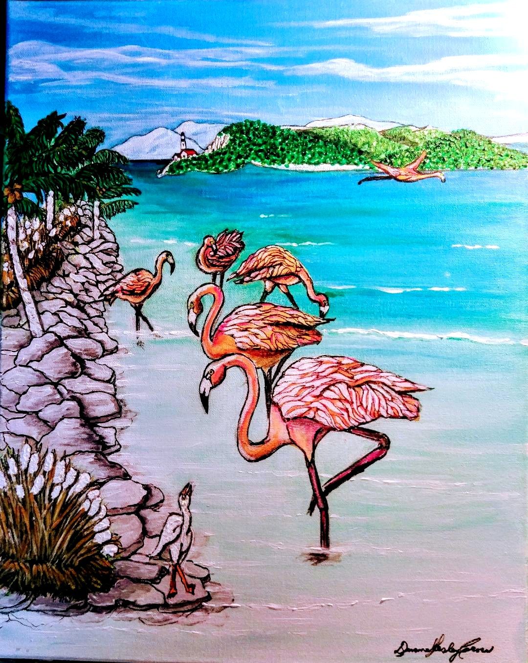 Coastal Flamingos----SOLD