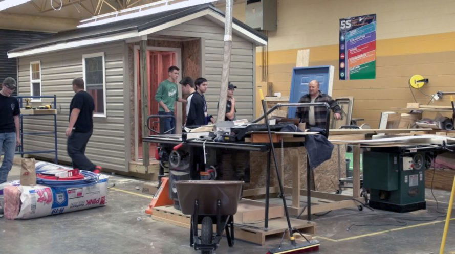 High School students build Sacramento type homes for storm victims.