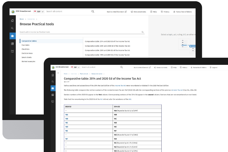 CCH iKnowConnect - Singapore Income Tax Practical Tools - SG - 1