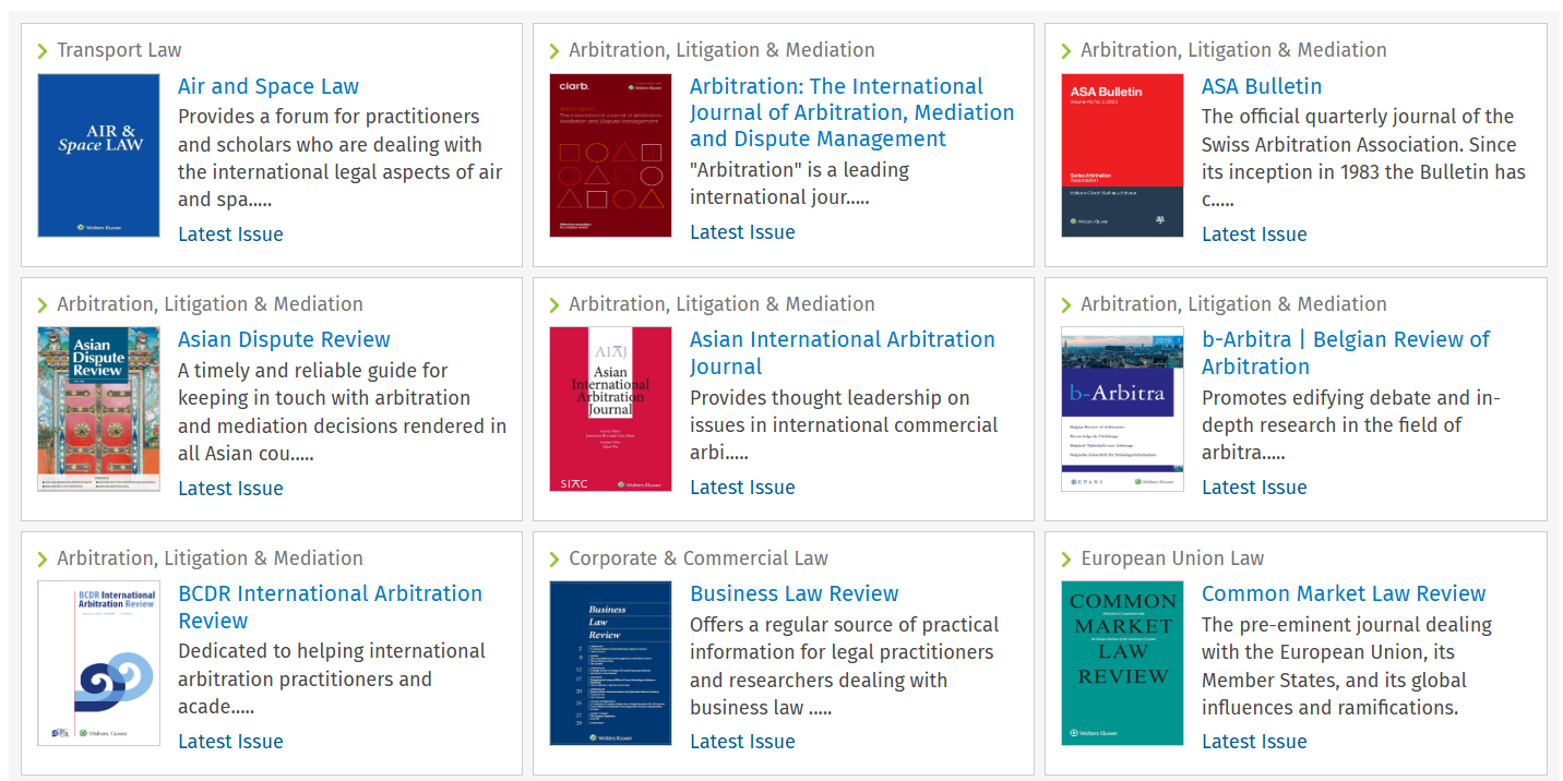 Kluwer Law Online - Journals and Manuals