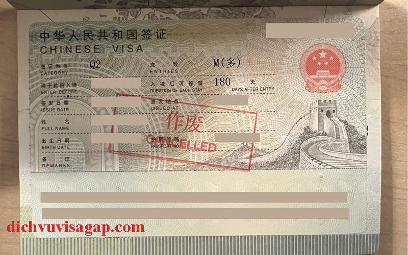 hủy visa trung quốc