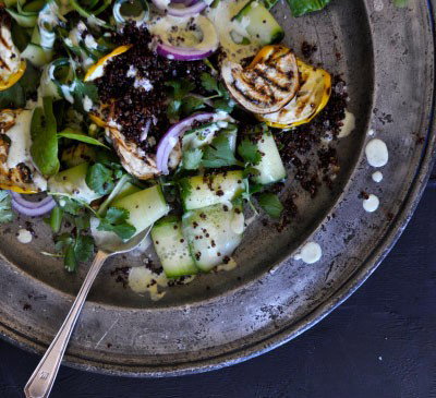 Aubergine Salad with Yoghurt-Hummus Dressing - Kim's Nutrition