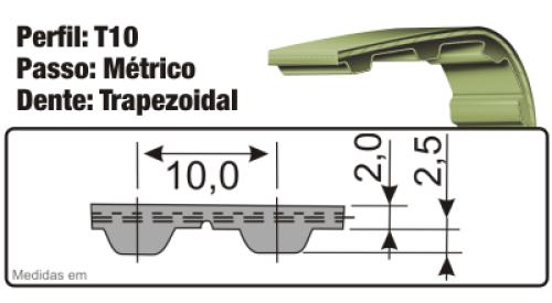 Correia Sincronizada de Poliuretano T10