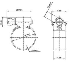 Desenho da abraçadeira inox modelo flexil