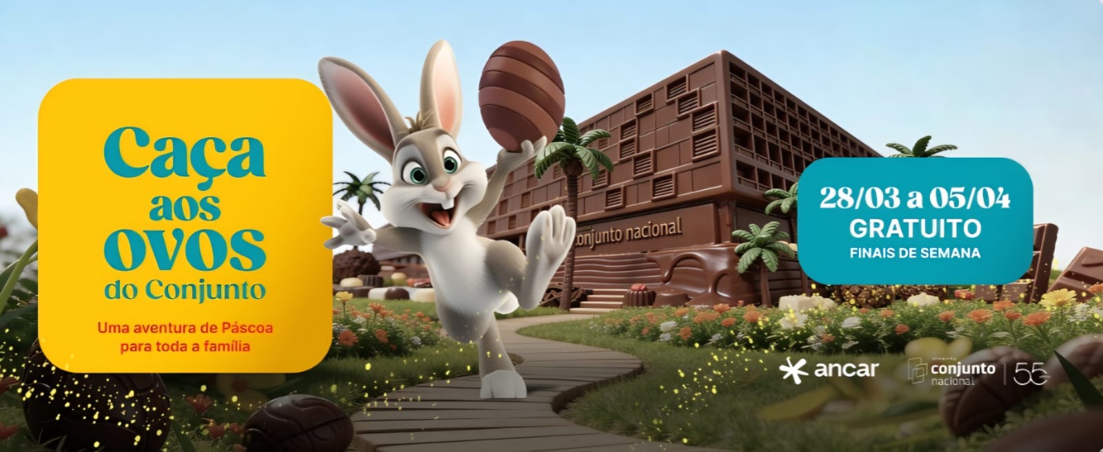 Páscoa no Conjunto Nacional terá Caça aos Ovos com prêmio para crianças e programação especial