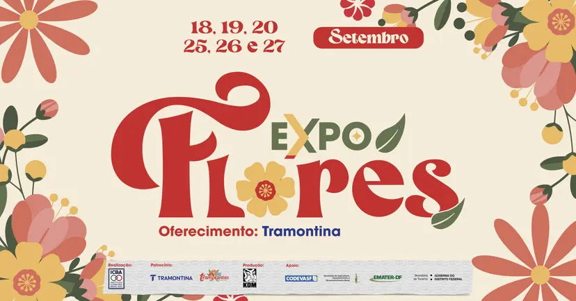 ExpoFlores Brasília 2026 reúne flores, gastronomia e atrações para toda a família