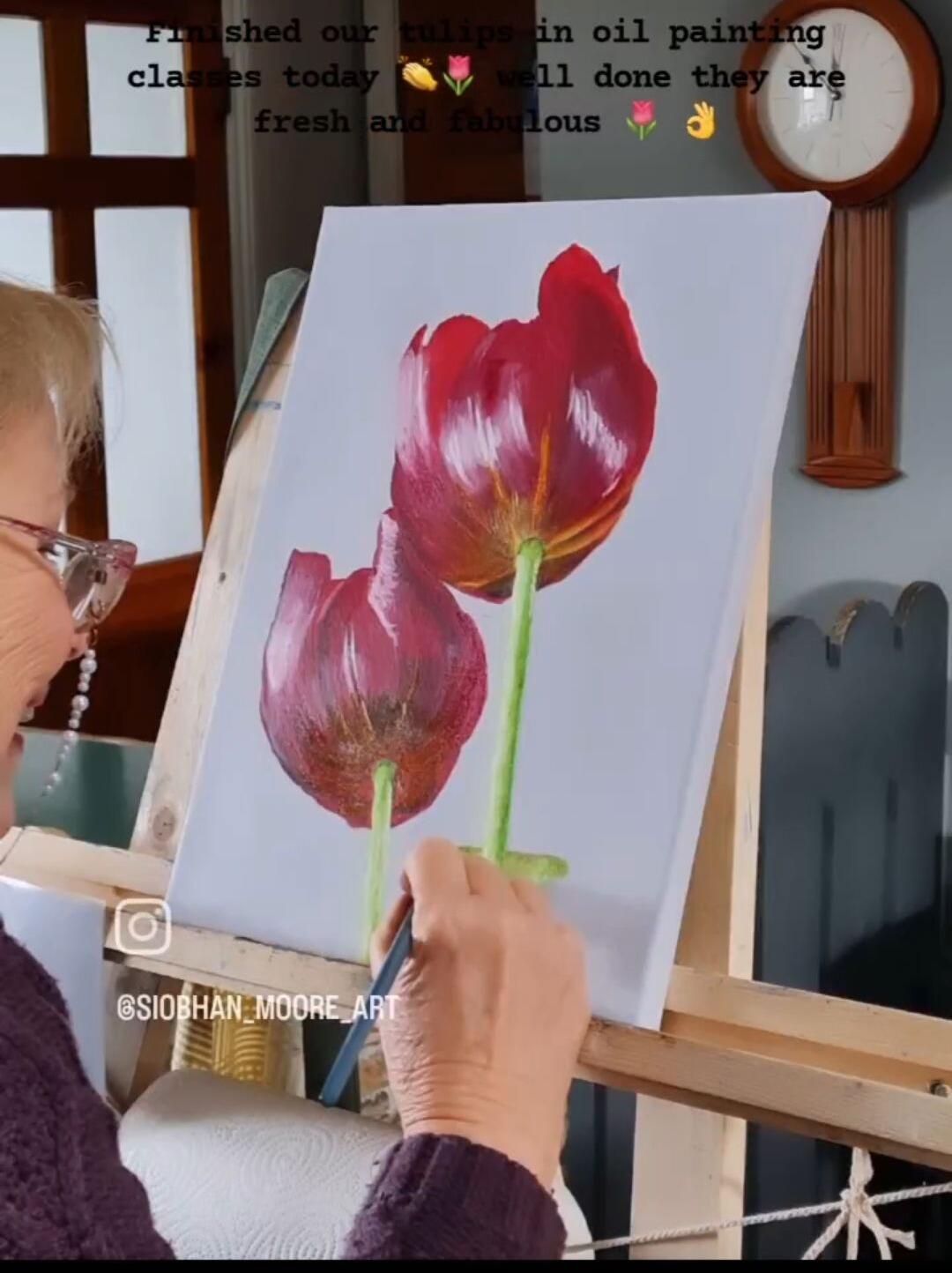 Painting Tulips in Art class
