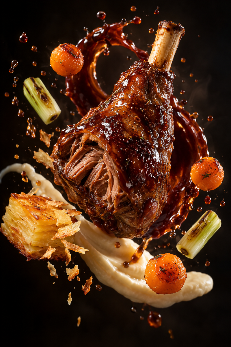 Jarret d’agneau confit sept heures au porto
