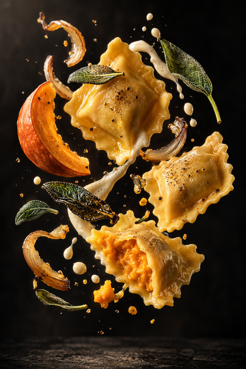 Raviolis de potiron & sauge du jardin