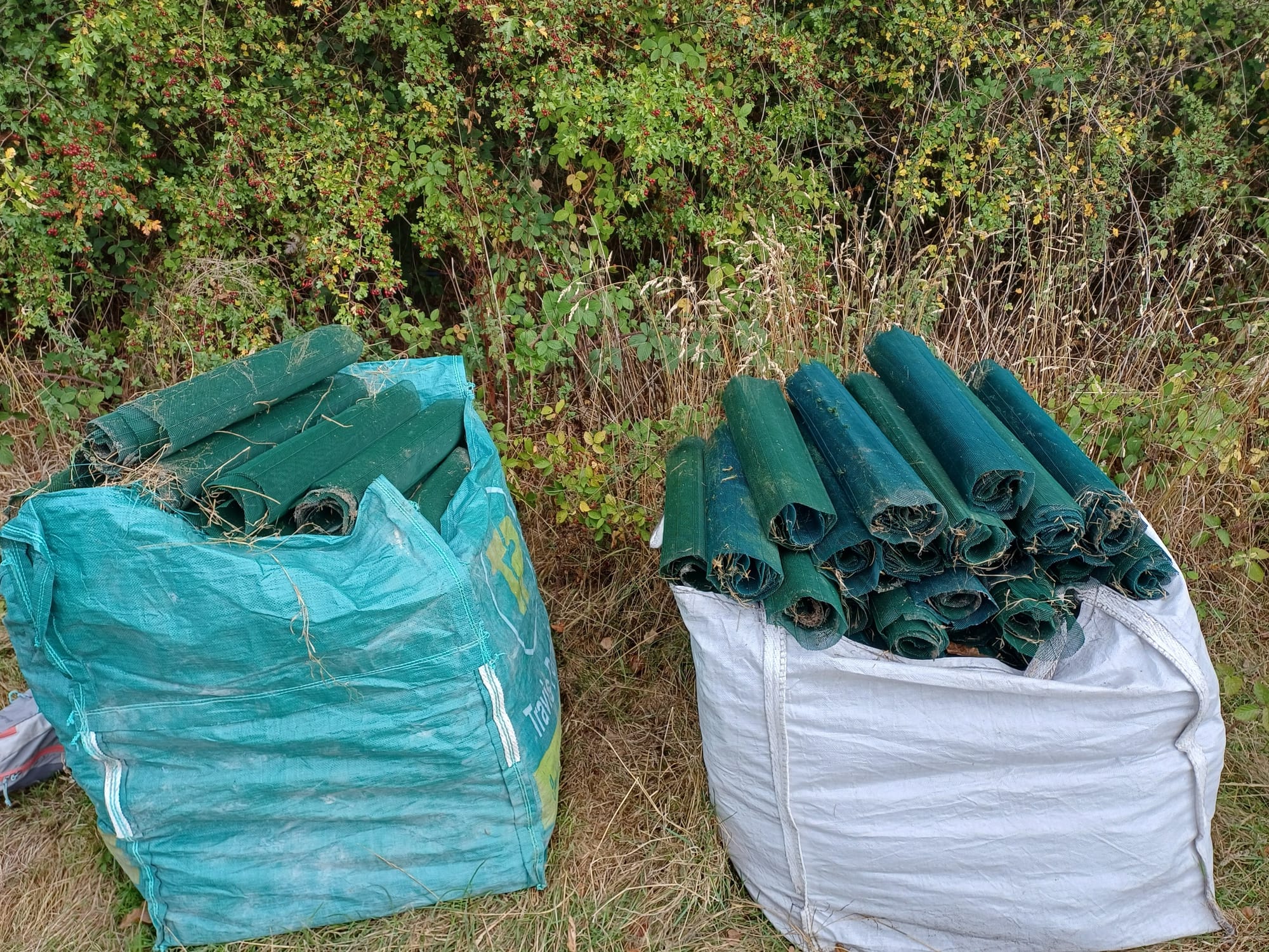 Polyethylene mesh tree guards for recycling