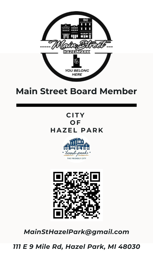 Tarjeta de presentación de Main Street Hazel Park