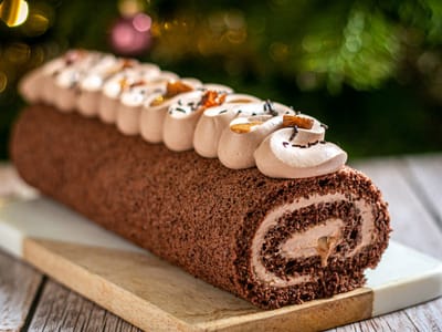 🌟Bûche Chocolat‑Noisettes‑Marrons (Végétarienne, IG bas)
