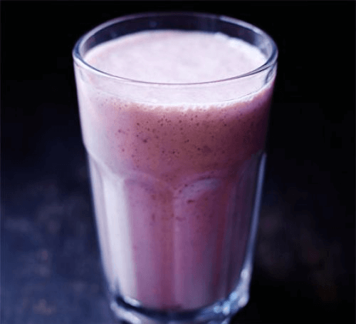 Cherry soya yogurt smoothie in a glass