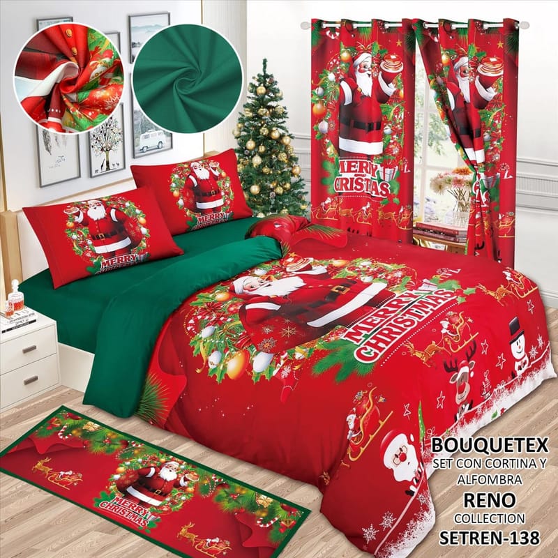 SABANA CON CORTINA Y ALFOMBRA DOBLE Y KING