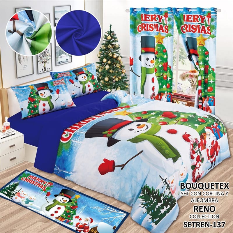 SABANA CON CORTINA Y ALFOMBRA DOBLE Y KING