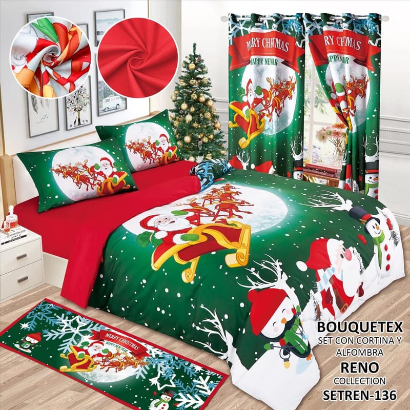 SABANA CON CORTINA Y ALFOMBRA DOBLE Y KING