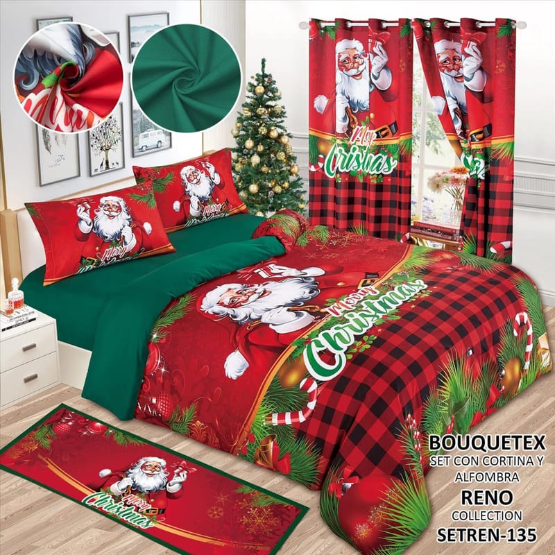 SABANA CON CORTINA Y ALFOMBRA DOBLE Y KING