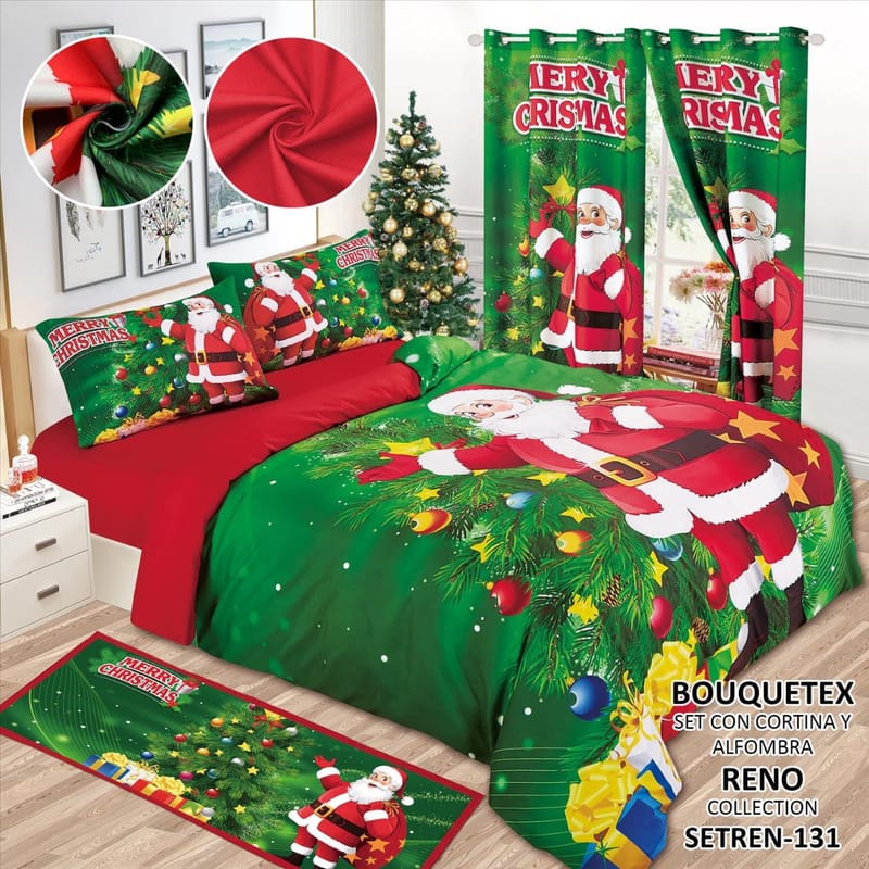 SABANA CON CORTINA Y ALFOMBRA DOBLE Y KING