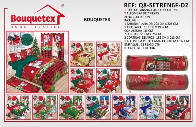 SABANA CON CORTINA Y ALFOMBRA DOBLE Y KING