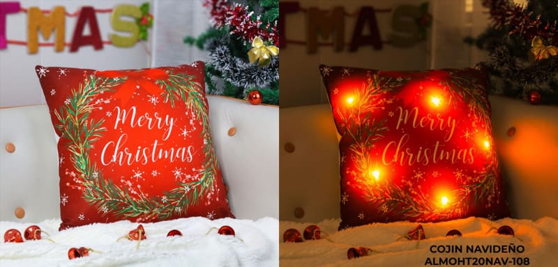 cojin navideño con luz