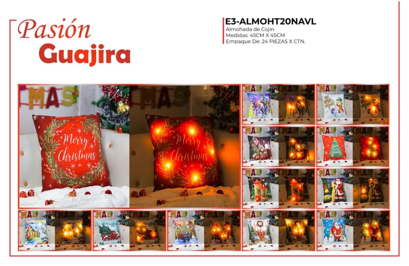 cojin navideño con luz