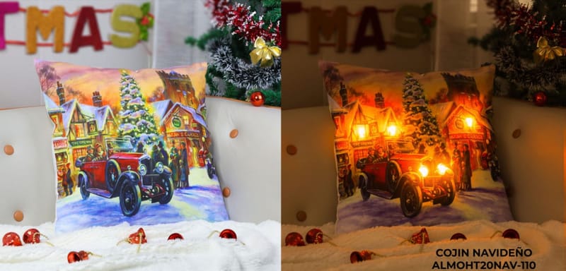 cojin navideño con luz