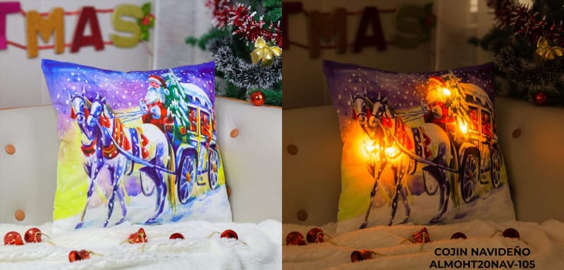 cojin navideño con luz